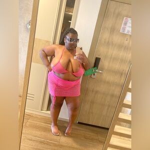 Pink Bikini Set with Skirt Cover-Up